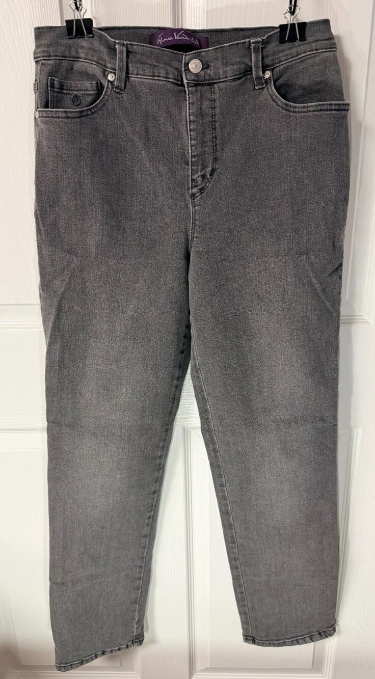Gloria Vanderbilt Women's Gray Classic Amanda Straight Leg Jeans Pants Size 8